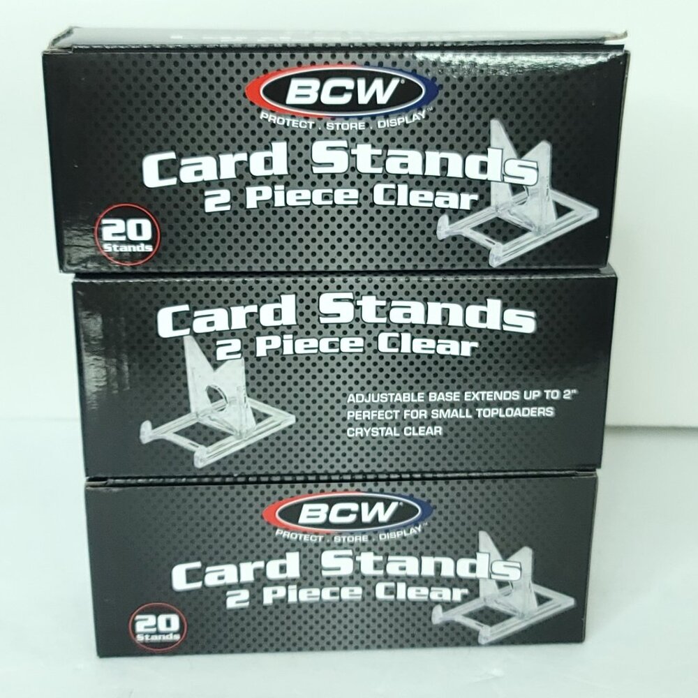 Lot of 3 BCW 2-Piece Card Stands Adjustable Display Stand Clear Coins 60 Total